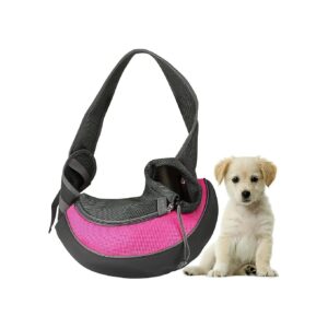 Pink Small Pet Carrier Sling with Adjustable Shoulder Strap for Walking and Travel