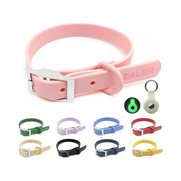 Pink Soft Adjustable Waterproof Dog Collar with Nylon Coated Material for Long-Term Wear