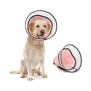 Pink Soft Dog Cone Collar for After Surgery Protective Wound Recovery Medium Dogs