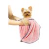 Pink Solid Polyester Small Dog Towels for Drying Small to Medium Pets