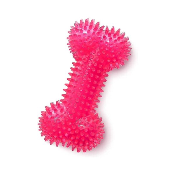 Pink Squeaky Dog Chew Toy with Massage Particles for Puppy Development