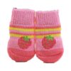 Pink Strawberry Anti-Slip Dog Socks with Rubber Reinforcement for Large Pets