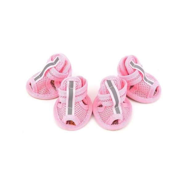 Pink Summer Dog Sandals Non Slip Paw Protectors Reflective Adjustable Small Pet Shoes