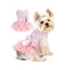 Pink Tulle Dog Dress for Extra Small Dogs with Breathing Polyester and Spandex Fabric