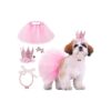 Pink Tutu Dog Birthday Outfit with Hat and Accessories for 16-23 Inch Waist Dogs