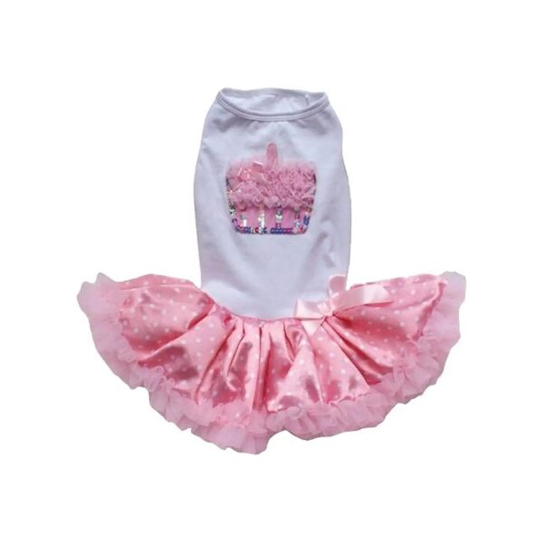 Pink White Cupcake Petti Dress for Small Breed Puppies 10 to 12 inch