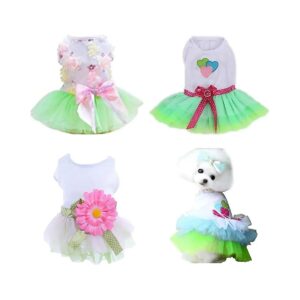 Pink and Blue Female Yorkie Puppy Dog Dresses for Cute Puppy Outfits XS