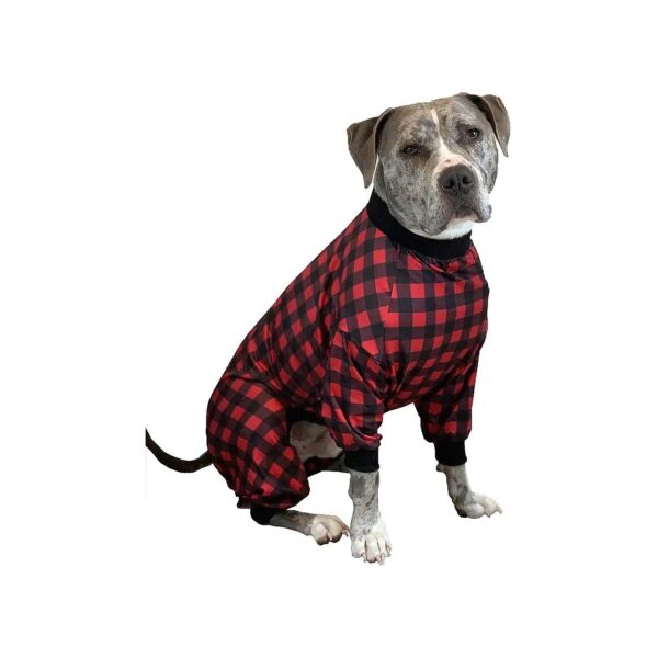 Pit Bull Pajamas with Buffalo Plaid Print for Large Dogs