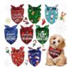 Plaid Buffalo Print Christmas Dog Scarves 8 Pack for Small Dogs Snowman Snowflake Pattern