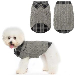 Plaid Cable Knitted Dog Sweater for Small Medium Large Dogs