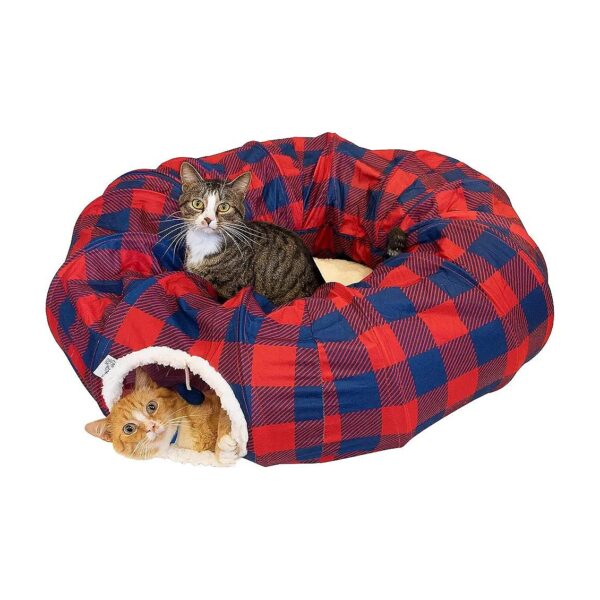 Plaid Cat Tunnel Bed Combines Comfortable Play and Resting Spot