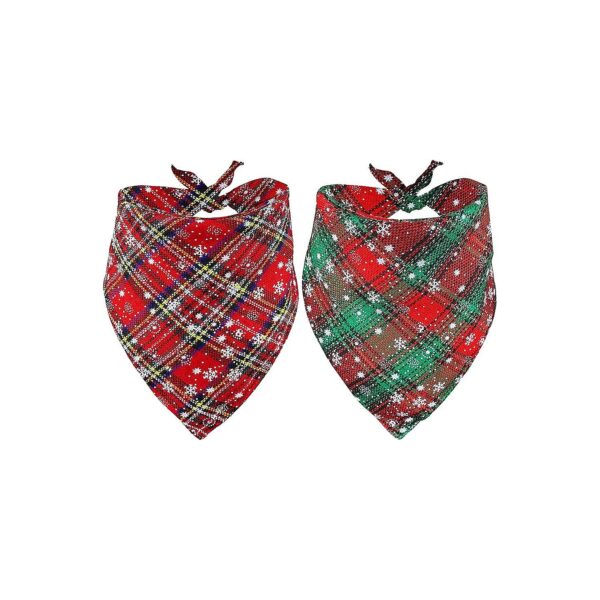 Plaid Christmas Dog Bandana with Adjustable Size for Small Medium Large Dogs Cats