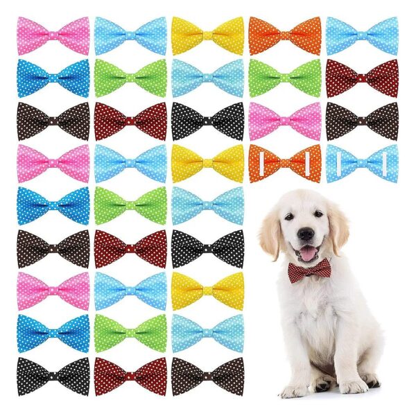 Plaid Dog Bow Ties with Adjustable Elastic Bands for Small Dogs