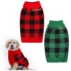 Plaid Knitwear Medium Dog Sweaters for Winter Christmas Holiday Events