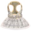 Plaid Pattern Dog Harness Dress with Breathable Mesh for Small Dogs Fall Winter