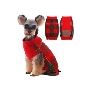 Plaid Pattern Dog Sweater Pullover Knitwear for Small Medium Dogs