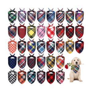 Plaid Pattern Pet Accessories Dog Bibs 100 Pieces