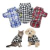 Plaid Patterned Dog Polo Shirt for Small Breed Puppies Polyester Medium