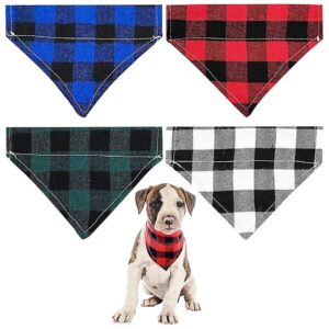 Plaid Small Dog Bandanas for Collars Slip On Grooming Costumes Accessories Pet Owners