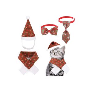 Plaid Snowflake Christmas Pet Costume for Small Cats and Dogs with Santa Hat and Scarf