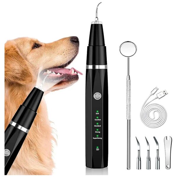 Plaque and Tartar Removal Kit for Dogs Ultrasonic Dental Scaler with USB Charging