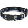 Plastic Buckle Dog Collar with Multicolor Thin Blue Line Flag Print - 1 Wide