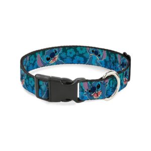 Plastic Clip Collar with Green-Blue Fade Hibiscus Collage for Small Breeds