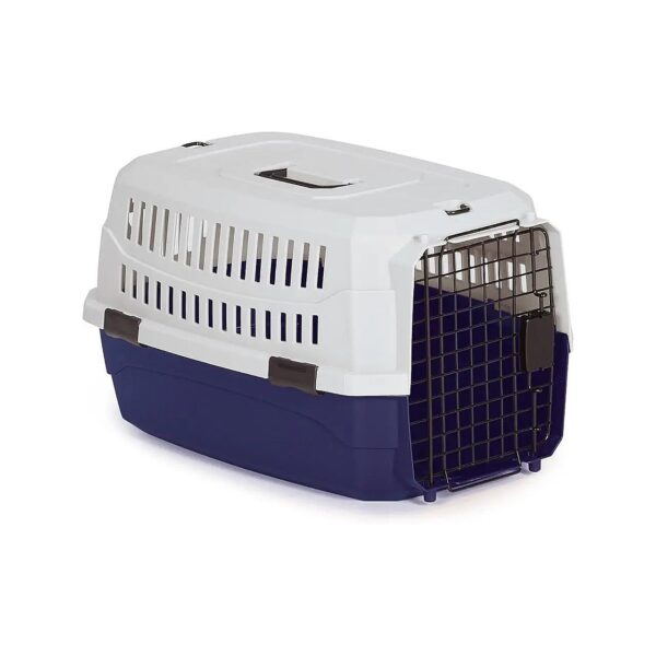 Plastic Containment Crate with Locking Door and Carry Handle Blue