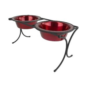 Plated Pet Bistro Feeder with X-Large Stainless Steel Bowls, 24K Finish