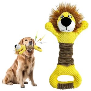 Playful Lion Crinkle Squeaker Toy for Small Middle Large Dogs Tug of War