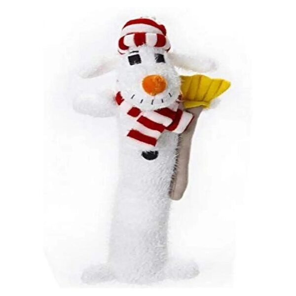 Plush 12 Inch Long Snowman Dog Toy for Holiday Season Fun