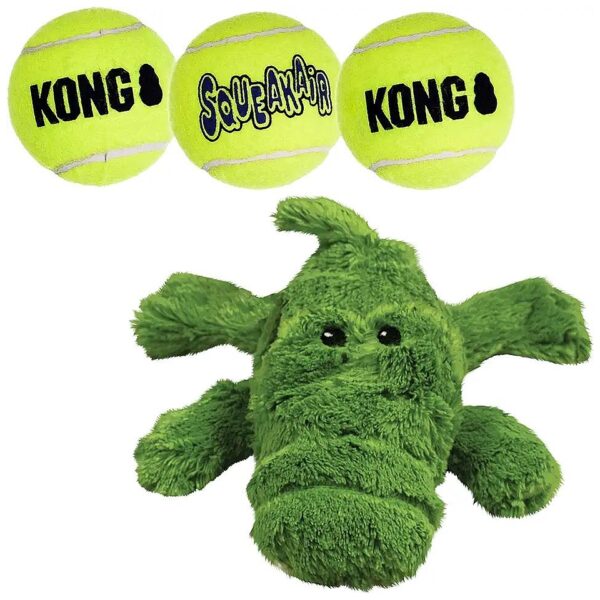 Plush Alligator Squeaker Toy with Soft Sturdy Squeaky Tennis Balls for Dogs