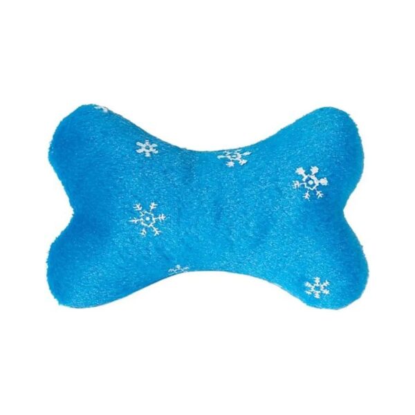 Plush Blizzard Bone Dog Toy with Festive Snowflake Design