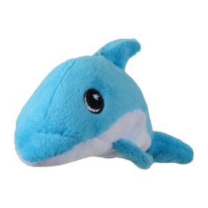 Plush Blue Dolphin Toy with Puncture Resistant Squeaker for Small Dogs