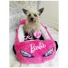 Plush Car Pet Bed for Small Pets Up to 15 Pounds with Crinkle Toys and Head Support