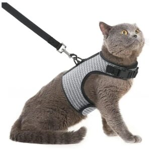 Plush Cat Harness and Leash Set with Adjustable Sizes for Small to X-Large Pets