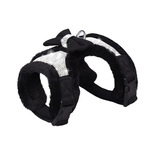 Plush Chest Straps for Small Medium Dogs with Rhinestone Winter Harness