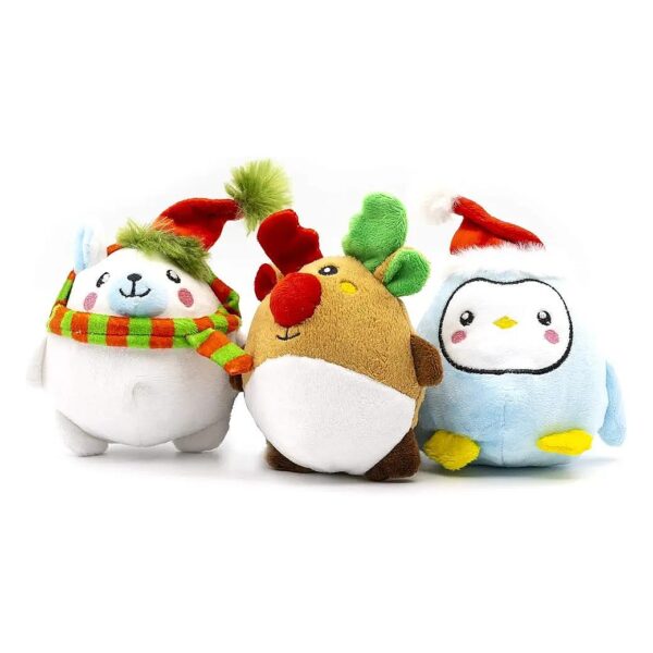 Plush Dog Toys Winter Collection Reindeer Penguin Polar Bear Squeaker Dog Toys 3 Pack