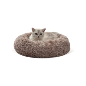 Plush Donut Shaped Pet Bed for Small Dogs and Cats with Improved Sleep and Relaxation