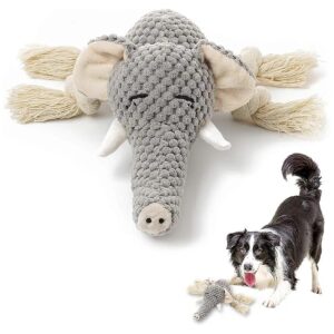 Plush Elephant Squeaky Chew Toy for Small and Medium Dogs with Crinkle Paper