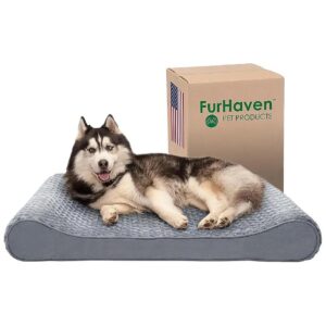 Plush Faux Fur Dog Bed with Contoured Memory Foam for Alignment and Support