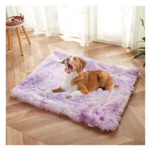 Plush Fluffy Pet Bed for Small Medium Large Dogs and Cats, Tie Dye Purple, 30x36 Inch