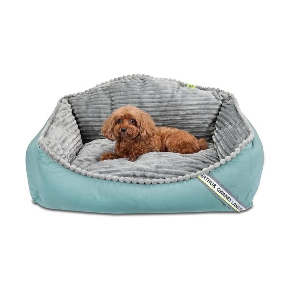 Plush Medium Dog Bed with High Back Support and Removable Cover for Medium or Small Dogs