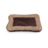 Plush Pet Bed with Wood-Finish Edge Tan Blue X Large