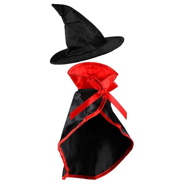 Plush Pet Vampire Cloak and Witch Hat Costume for Cats and Dogs Halloween Party Supplies