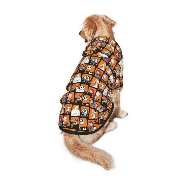 Plush Polyester Dog Coat with Christmas Skeleton Pattern and Hood for Medium Dogs