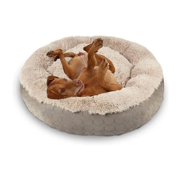 Plush Soft Dog Donut Bed for Medium Large Dogs with Comfortable Sleeping Area