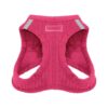 Plush Soft Fuchsia Corduroy Dog Harness Step in Vest for Small Medium Size