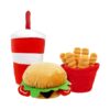 Plush Squeaky Dog Toys with Cool Pirate Burger Fries Soda Combo