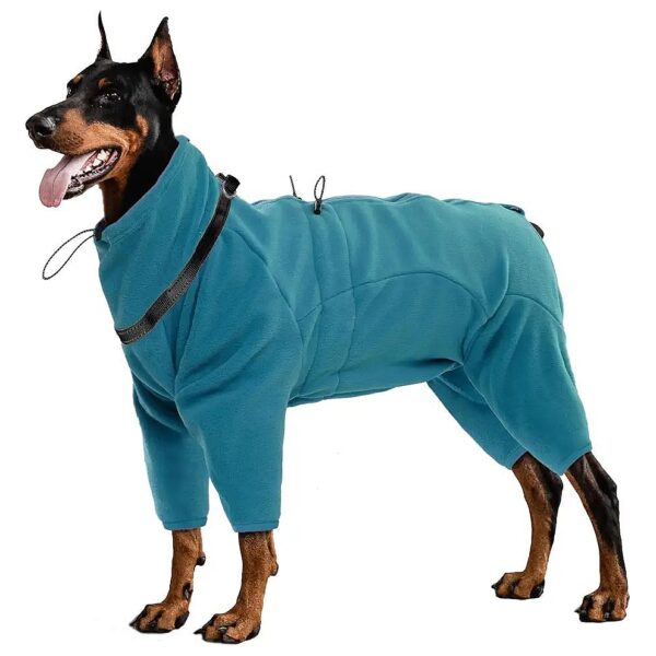 Polar Fleece Dog Coat with Adjustable Straps and Built-in Harness for Medium-Sized Dogs